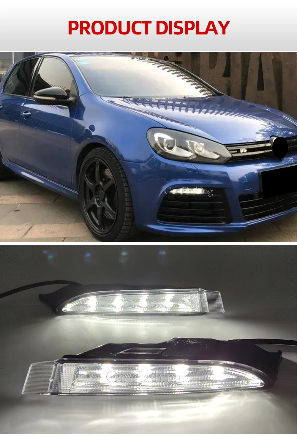 Car-Styling For VW Golf 6 MK6 R20 2009 2010 2011 2012 2013 Car LED Front Bumper Light DRL Daytime Running Light Fog lamp