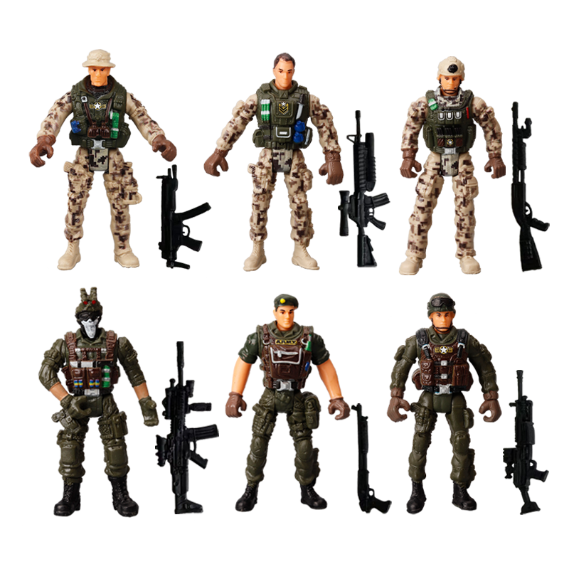 6 個アクションフィギュア陸軍兵士のおもちゃミリタリーフィギュア可動軍事兵士プレイセット英雄的なモデル男の子のギフト用