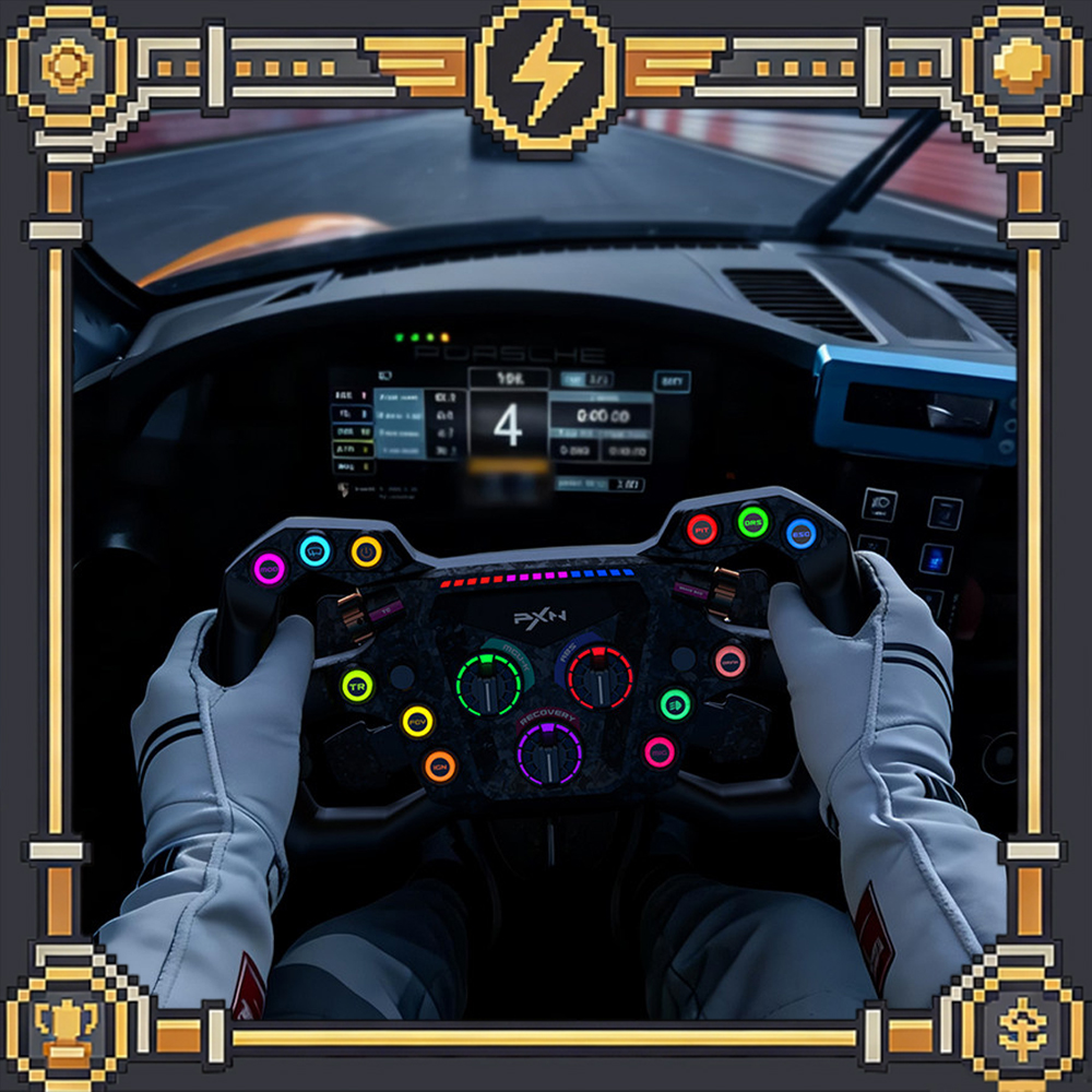 PXN W GTL GT 1 レーシングシミュレーターホイールカーボンファイバーシフトパドル RGB カスタマイズ可能なキークイック取り外し可能なステアリングホイール PC 用