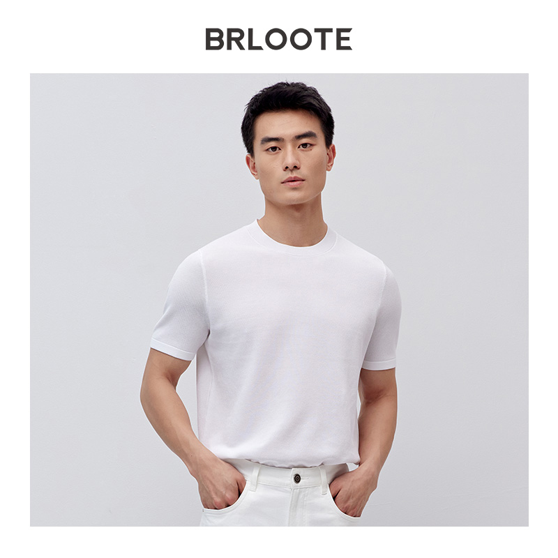 在庫低MOQメンズ綿100%ニットTシャツカスタムロゴラウンドネックTシャツ米国英国ヨーロッパ高速配送