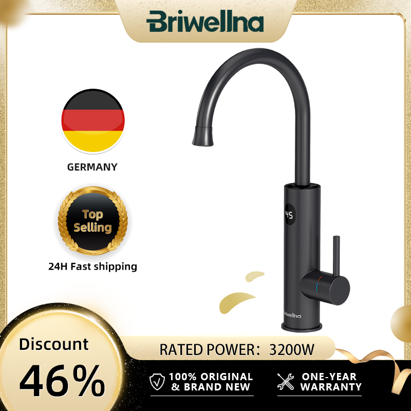 Briwellna 電気温水器 220V 2 in 1 キッチン蛇口タンクレス給湯器タップ流れる電気蛇口シャワー間欠泉