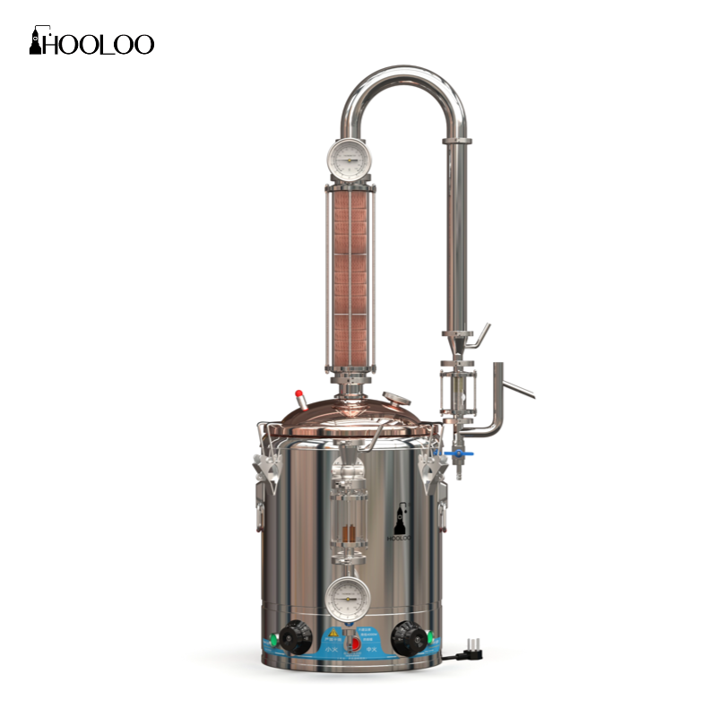 HOOLOO DW25 蒸留器ホームエッセンシャルオイル蒸留器小型ガラス蒸留器ポット多機能植物抽出キット抽出蒸留器