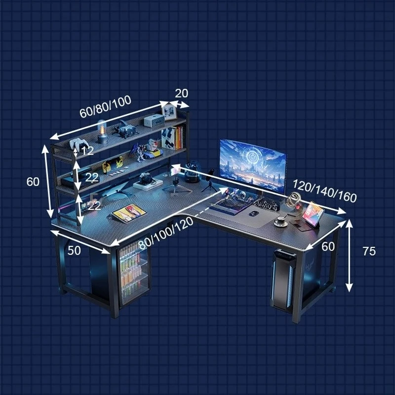L 字型コンピュータデスクと椅子セット棚付きモダンホームオフィス家具ゲームワークデスクチェアセットコーナー PC テーブル部屋用