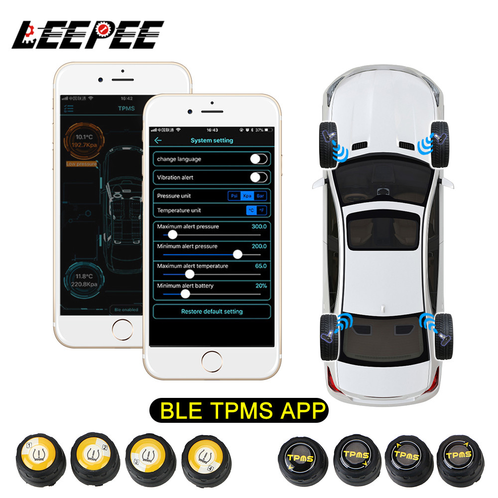 LEEPEE Bluetooth 4.0 5.0 アラームタイヤ空気圧センサー Android iOS BLE テスター車 TPMS ユニバーサルタイヤ空気圧監視システム