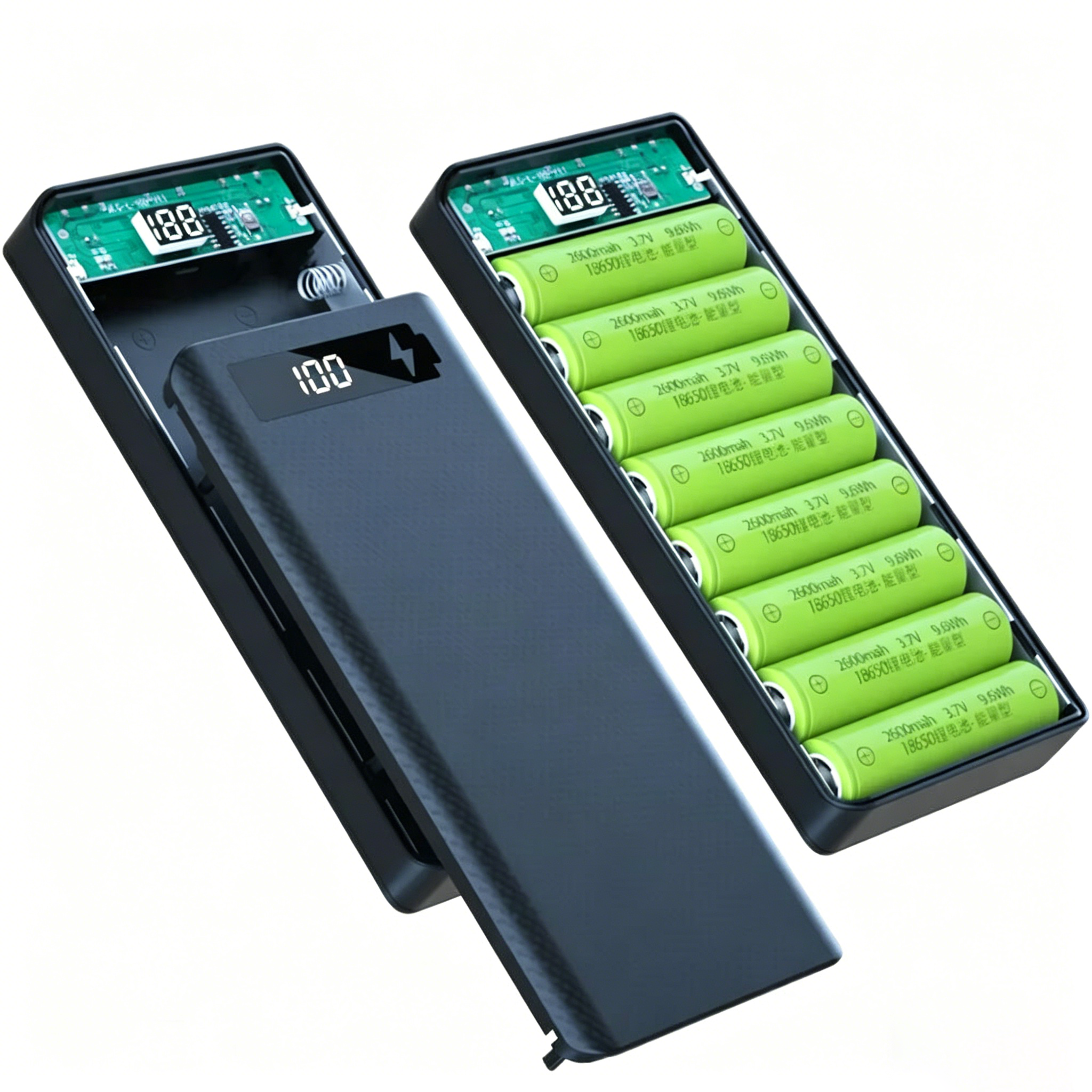 10 8 スロット 18650 バッテリーホルダー DIY シェルデュアル USB タイプ C 充電器パワーバンクケースケース iPhone Xiaomi バッテリーパワーバンクケース