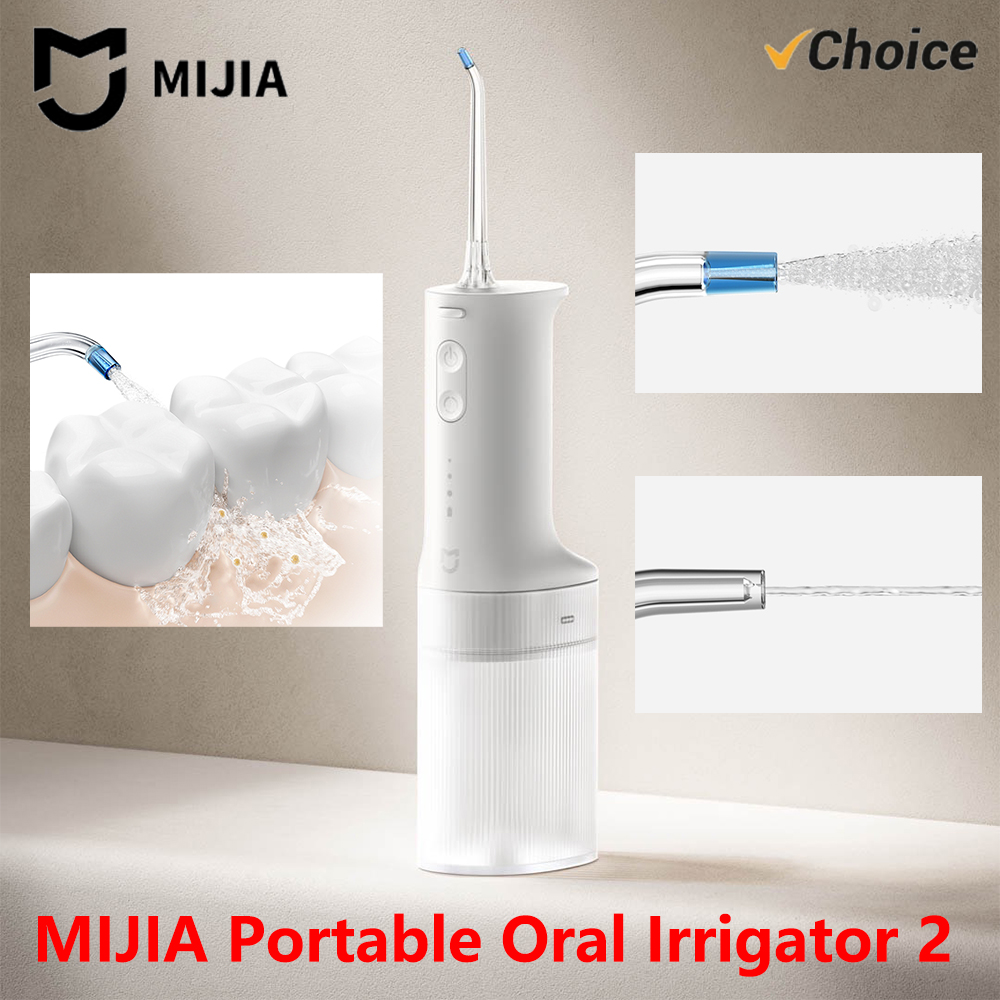 2025 新 MIJIA ポータブル口腔洗浄器 2 歯科歯ホワイトニングフロッサー頬側歯クリーナー振動ウォーターパルス水糸