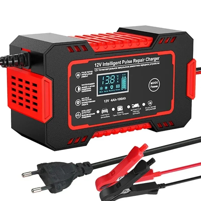 車のバッテリー充電器 12V 6A タッチスクリーンパルス修理 LCD 高速電力充電ウェットドライ鉛酸デジタル LCD ディスプレイ