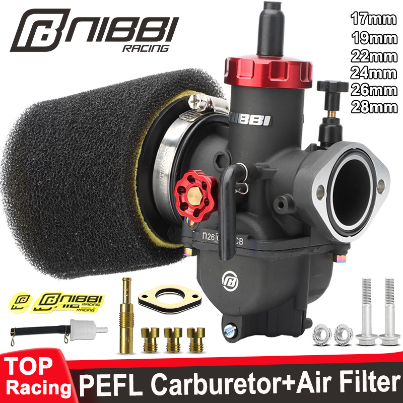 NIBBI PE17mm-PE28mm レーシングキャブレター 炭水化物ジェットフォーム付き 45mm 49mm エアフィルターセット 80cc-250cc ヤマハスズキオートバイ PitBike