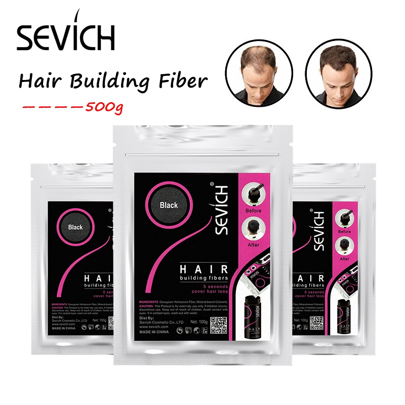 Sevich 500 グラムヘアビルディング繊維 10 色ケラチン粉末繊維発毛繊維ヘアリフィルインスタントサロンヘアトリートメント