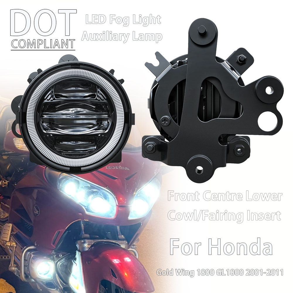 ドット LED フォグランプホンダゴールドウィング 1800 GL1800 ゴールドウィング 2001-2011 補助パッシングランプ DRL フロントセンターロワーカウルインサート
