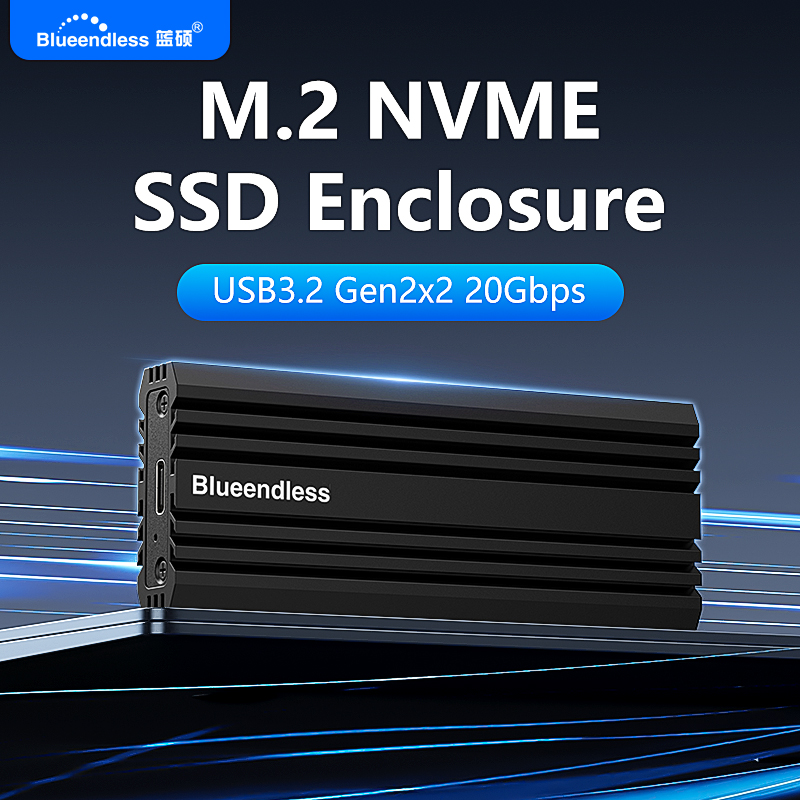 BLUEENDLESS 20Gbps M.2 PCIE NVME エンクロージャ USB 3.2 Gen 2x2 Type-C から M2 SSD ケースアダプターサポート 8TB 2230 2242 2260 2280 SSD 用