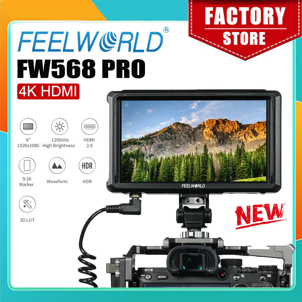 FEELWORLD 6 インチカメラ DSLR モニター FW568 PRO 1200nit 高輝度 4K HDMI 1920x1080 ピクセル