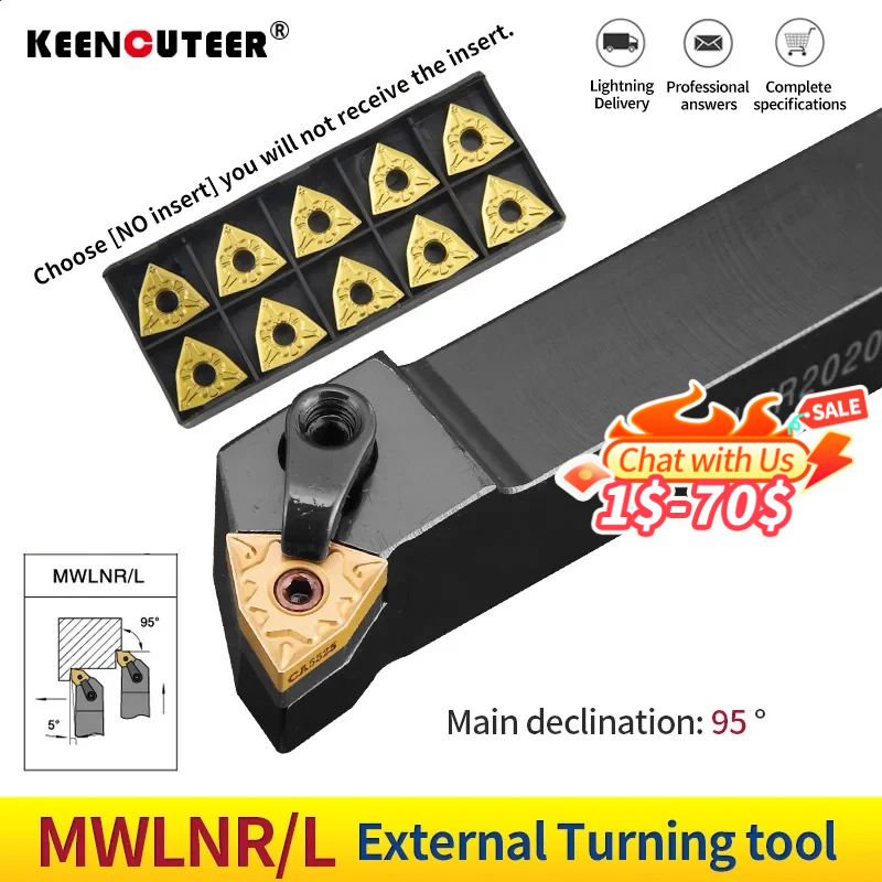 1pc MWLNR2020 MWLNR1616 MWLNR2525 外部旋削工具ホルダー WNMG0804 超硬インサート旋盤バー CNC 切削工具セット