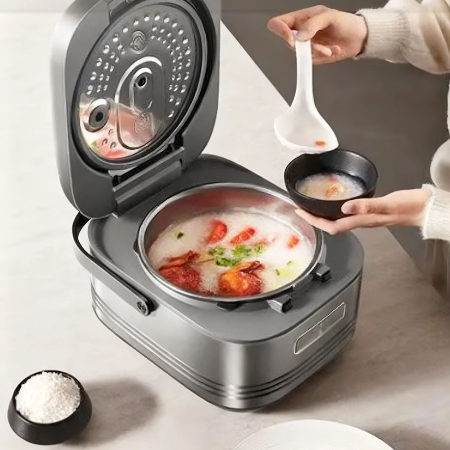 新型炊飯器 4リットル 純チタン0コーティング 花びらIH炊飯器 上下ダブル熱源 低糖質炊飯器