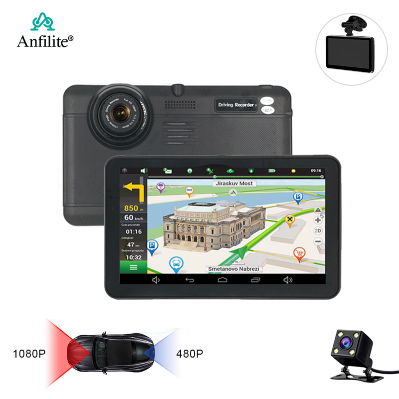 7 インチダッシュカム 1080P ビデオレコーダーレジストラー Android GPS ナビゲーター ROM 16 ギガバイト RAM 1 ギガバイトヨーロッパポルトガルフランス地図