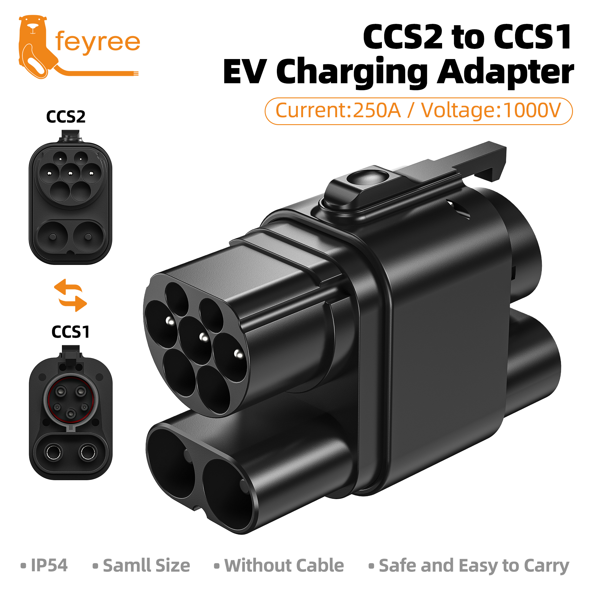 feyree CCS2 - CCS1 アダプター DC 高速 EV 充電アダプター CCS2 から CCS1 EV 充電器 CCS2 から CCS1 電気自動車充電器用