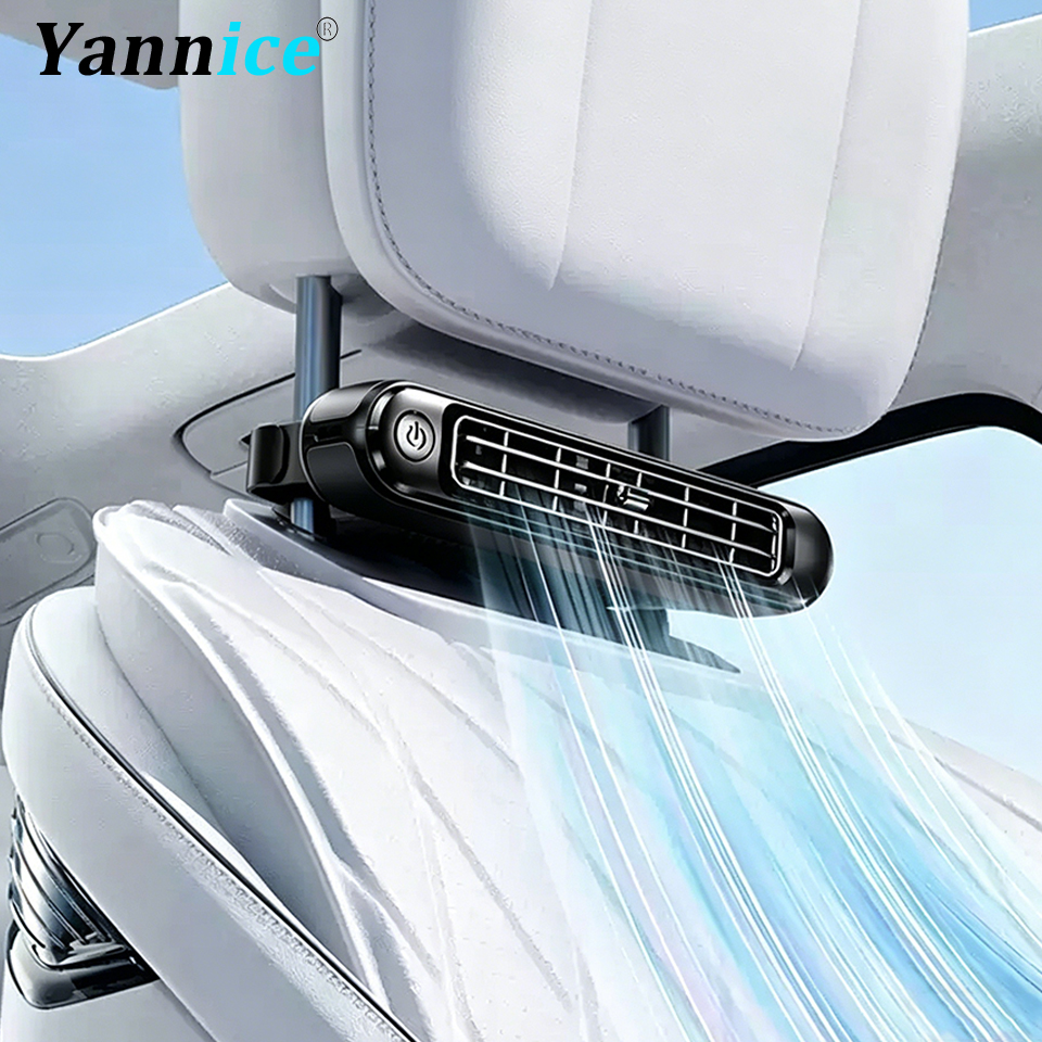 Car Seat Headrest Cooling Fan 3 Speed 12V Rear Backseat Air Cooler Quiet Ventilation Fan with Independent Switch for Kids Travel