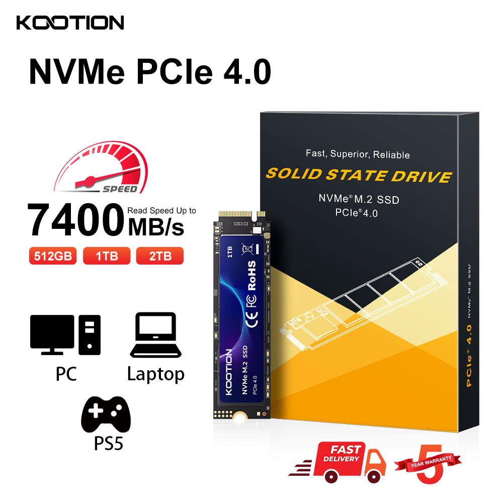 KOOTION X16 M.2 NVMe SSD 2TB 1TB 512GB M2 SSD ディスク 7400 MB/S M.2 PCIe4.0 2280 内蔵ソリッド ステート ドライブ PS5 ラップトップ デスクトップ用