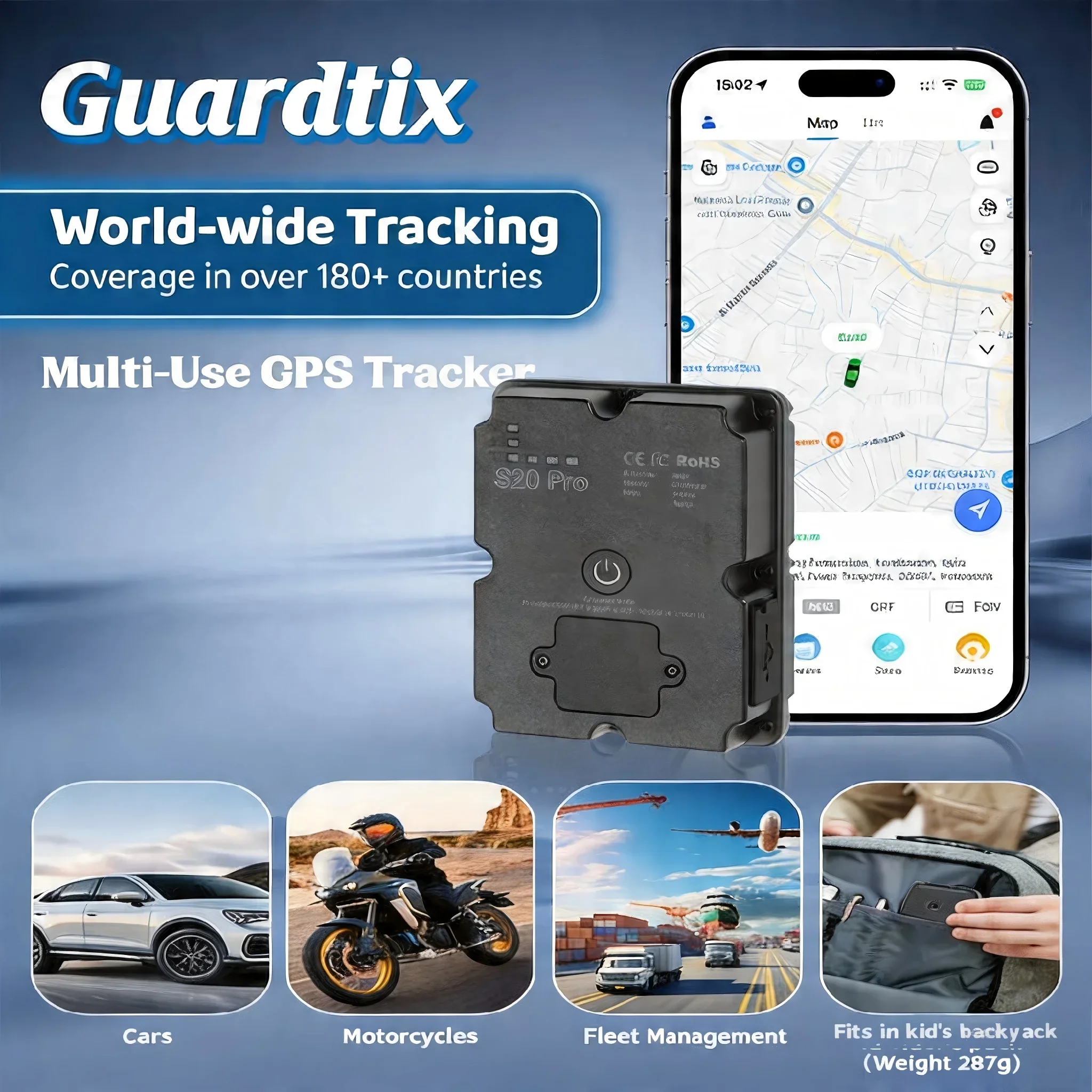 リアルタイム GPS アセット トラッカー 磁気ロケーター、7500mAh バッテリー付き IP67 防水 SOS - サブスクリプションが必要