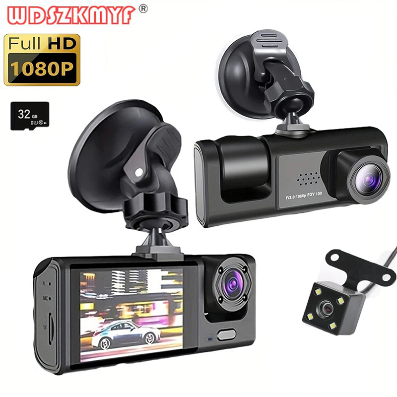 1080P 車 Dvr 3 カムラ ダッシュカム 車用カメラ 車両レコーダー ビデオ フロントおよびリアカメラ IR ナイトビジョン ダッシュカム付き