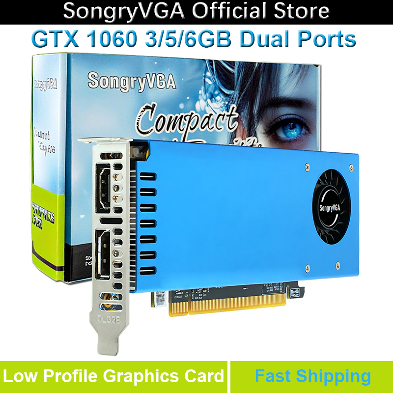 SongryVGA GTX 1060 3/5/6GB ロープロファイルグラフィックカード、GDDR5 PCIe 3.0 x16 192ビット HDMI DP出力対応 SFF/Thin ITX/HTPC PC対応