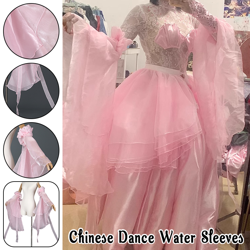 1 ペア二層古代スタイルプリンセスウォータースリーブダンス衣装ワンピースオールマッチスリーブトレーニング韓服エレガントなレースアップ