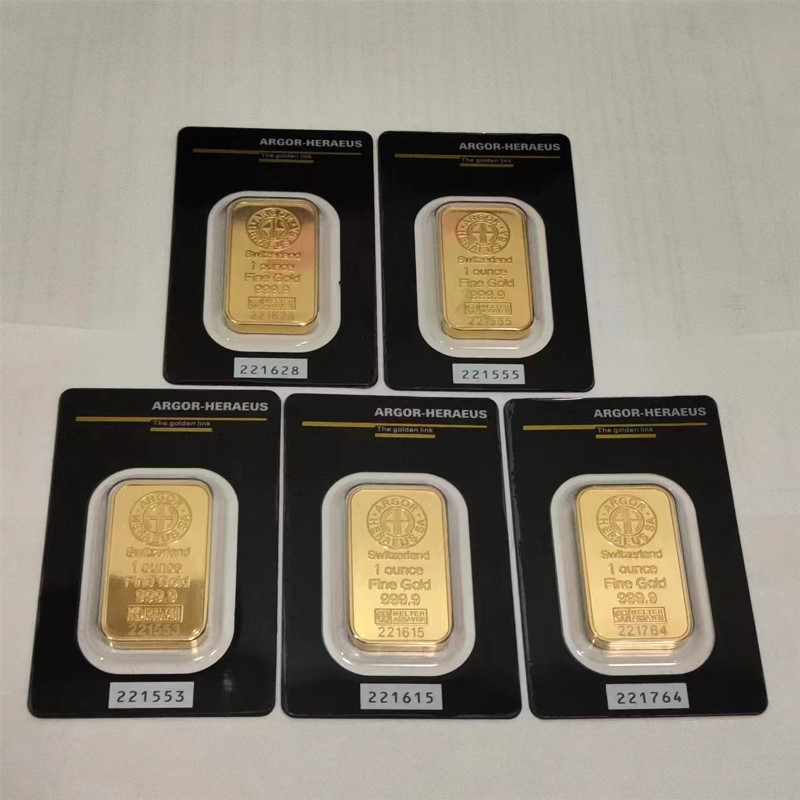 High Quality 5/10pcs Suisse 1oz Gold Bars  Gold Bullion  Replica Brass Seal Packaging Independent Serial Number