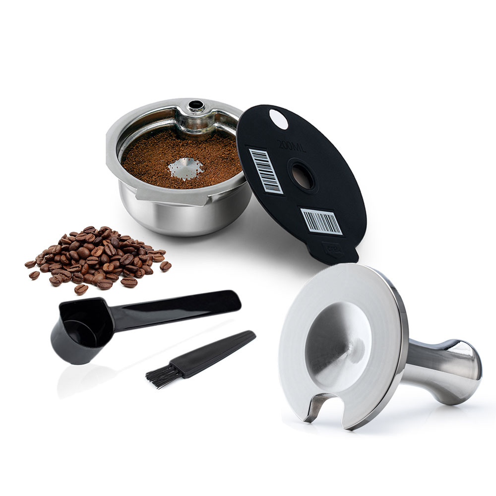 ステンレス鋼再利用可能なタッシモコーヒーポッド詰め替えコーヒーカプセルボッシュタッシモメーカー 60 180 200 220 ミリリットルシリコン蓋