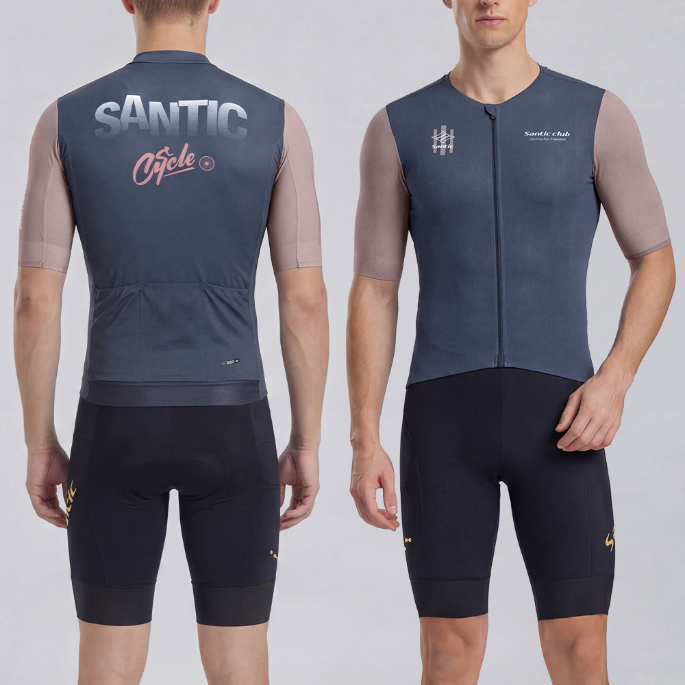 Santic 男性サイクリングジャージ新しい春/夏のサイクリング服半袖自転車プロサイクリング服トップ TM26C02259