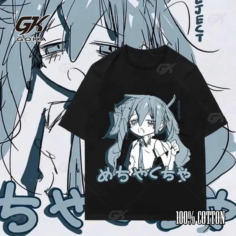 日本 Y2K アニメ女性 Tシャツ綿ルーズストリートカジュアル Tシャツトップス半袖ヒップホップ原宿トップス女性服