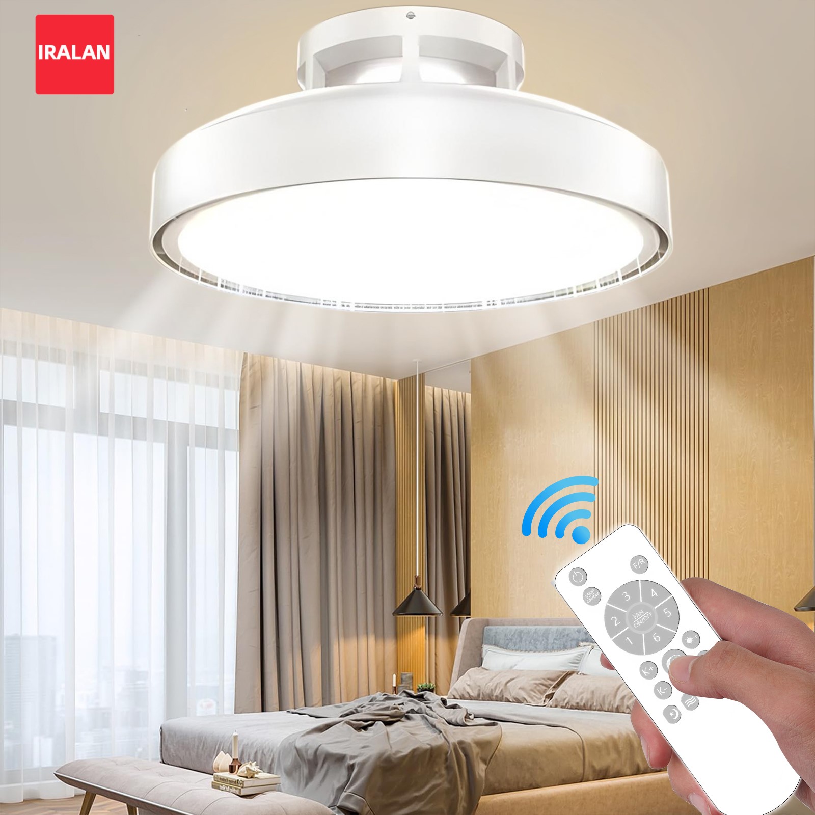 家庭用扇風機 調光可能 LED シーリングランプファン 省エネ扇風機 静音 夏と冬のリビング寝室用