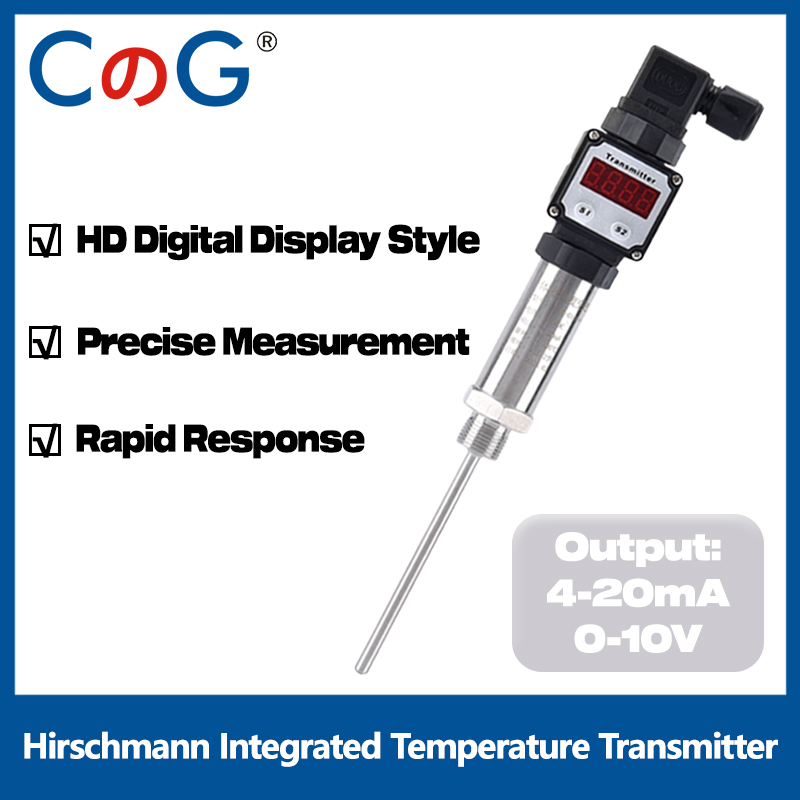 CG G1/2 デジタルディスプレイ統合温度トランスミッター 4-20mA/0-10V プラグイン熱抵抗 PT100 温度センサー