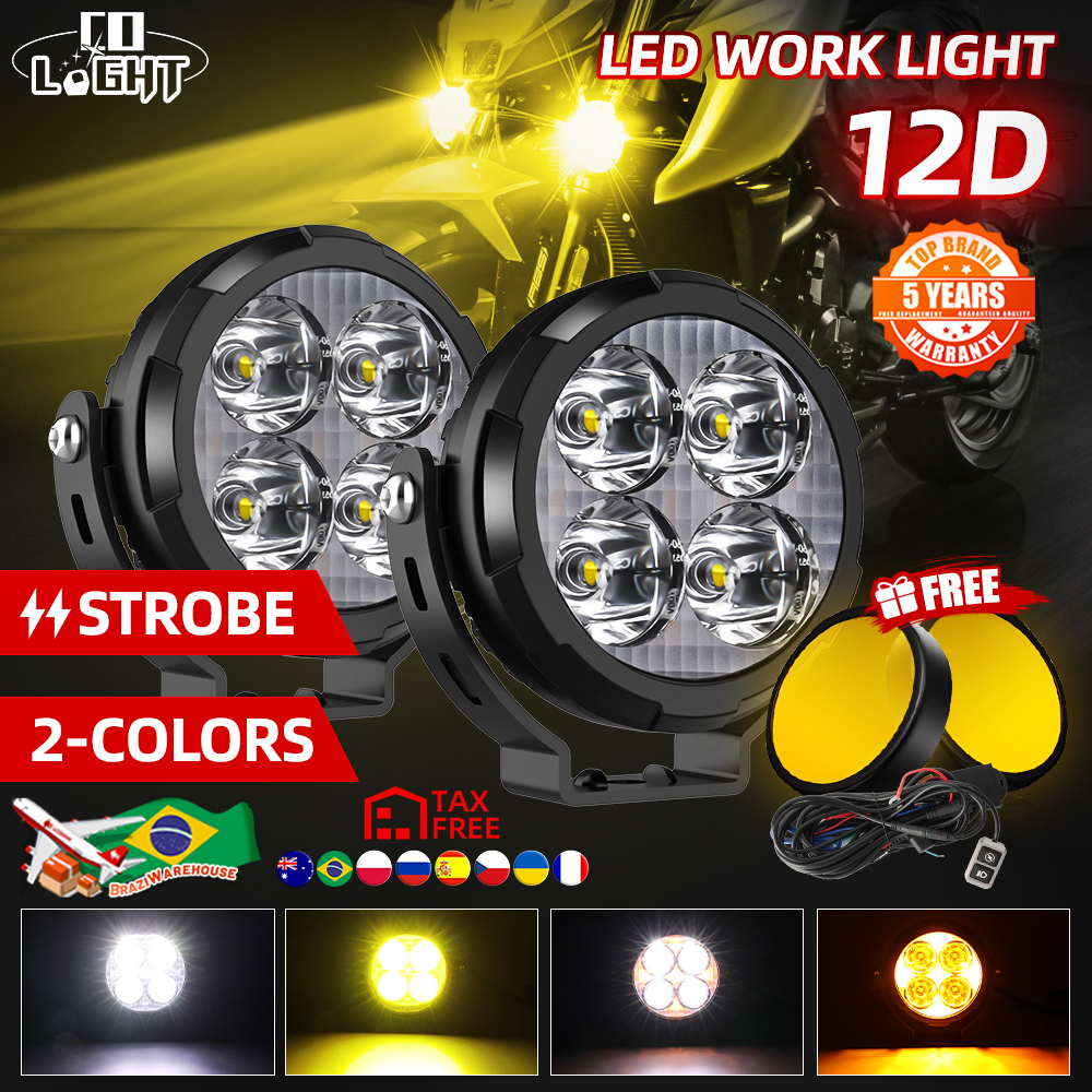 CO ライト 4 インチアップグレードオートバイストロボ Led ワークライトフォグランプ補助ライトとワイヤー明るい 3500 18K 6000 18K BMW 9-80V