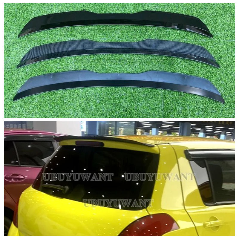 スズキスイフト 2006-2015 光沢のある黒の車のリアトランクルーフスポイラーウィンドウウイングリップユニバーサル