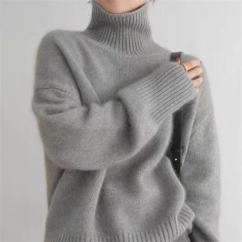 厚みのあるハイネック プルオーバー セーター - ソフト
