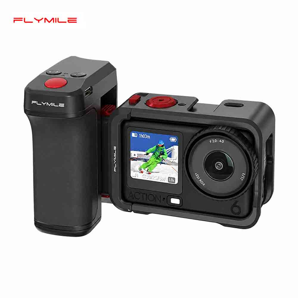 Flymile Bluetooth ハンドルグリップキット DJI アクション 6 Accessorie 金属ケージストリート写真グリップ拡張保護ケース