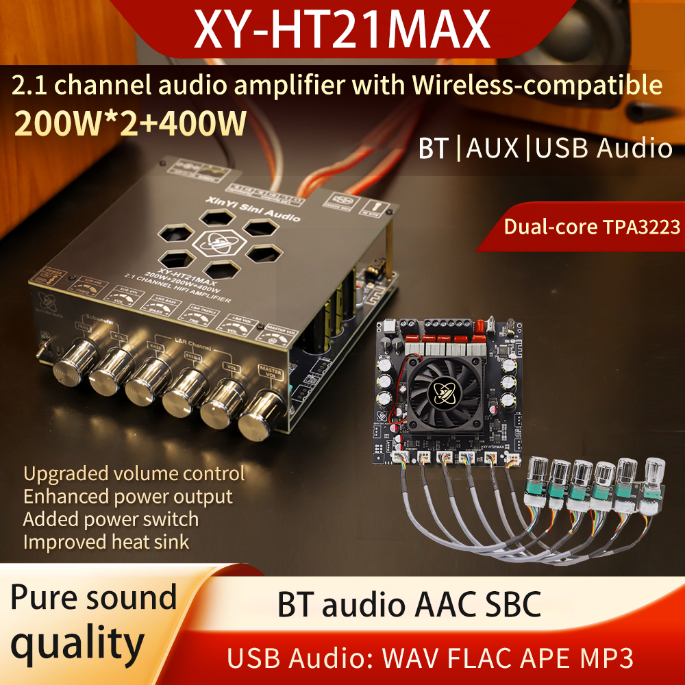 XY-HT21MAX 2.1 チャンネル TPA3223 200 ワット * 2 400 ワット Bluetooth デジタルオーディオパワーアンプモジュール高音と低音サブウーファーサウンドアンプ