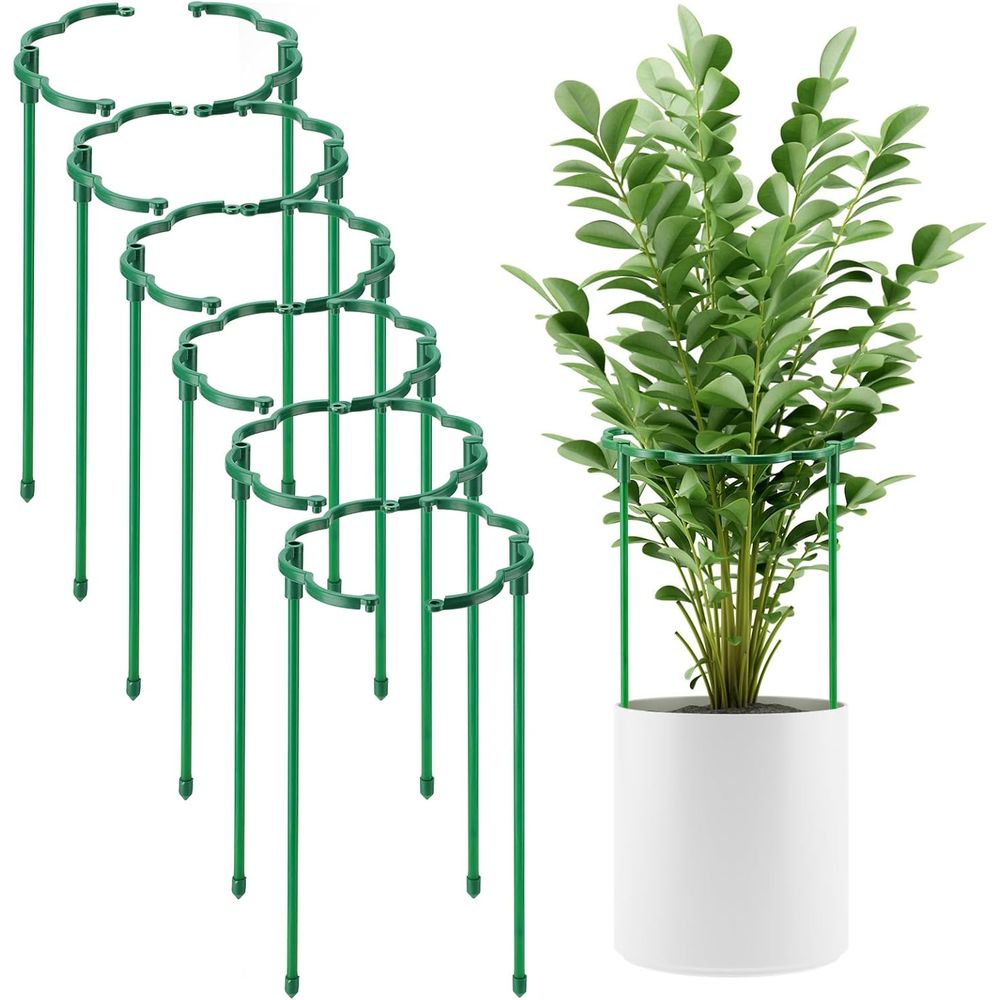 植物サポートステーク 12 パックセット - 積み重ね可能な庭の下部サポート、屋内植物、トマト、モンステラ、ペオン用の小さな植物ステーク