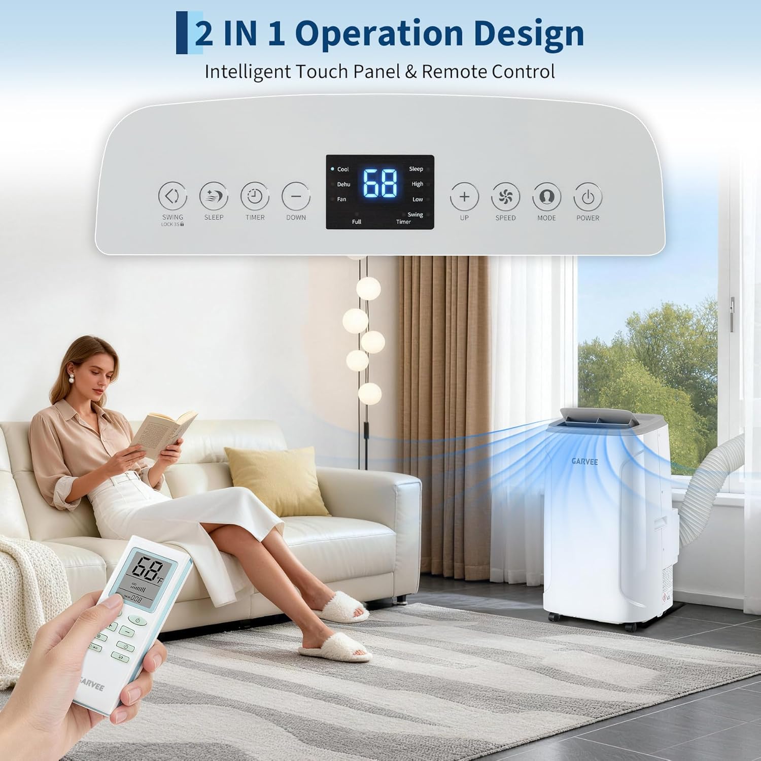 12,000/14,000 BTU ポータブルエアコン、フロア AC ユニットは最大 550/750 平方フィートまで冷却、冷却ファン付き 3-in-1 AC ユニット