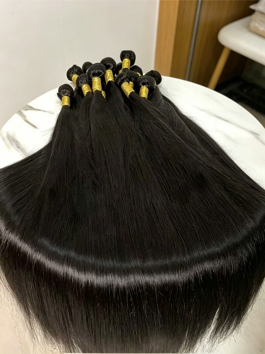 ブラジルバージンストレートヘアバンドル未処理人毛織りナチュラルブラックダブルヨコ糸脱落なしもつれフリーヘア