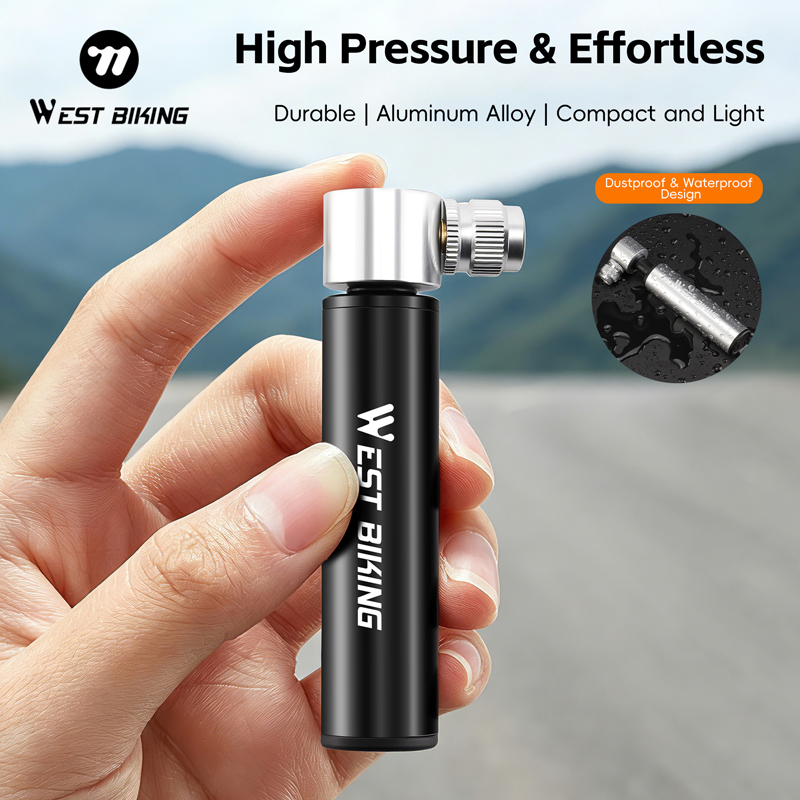 WEST BIKING ミニバイクポンプ 120PSI ポータブルハンドポンプシュレーダー/仏式バルブ MTB 道路自転車タイヤインフレーターバイクアクセサリー