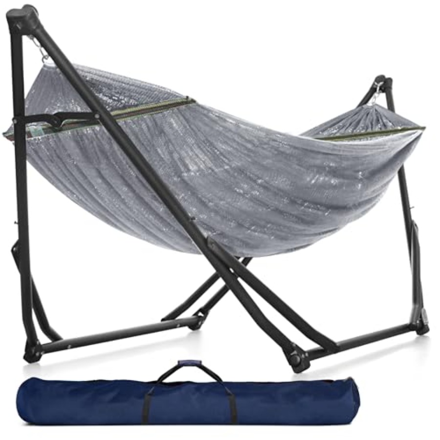 UniGen ハンモック、ハンモックスタンド 頑丈な屋内/屋外ハンモック、署名スチールスタンド付き、600ポンド プレミアム折りたたみ式、耐久性 2
