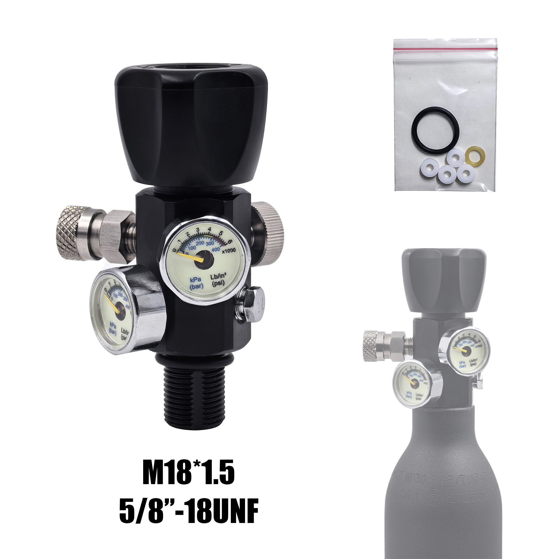 高圧圧縮空気シリンダーボトル用 DIN バルブ 4500psi/300bar、素早い膨張と収縮、補充充填ステーション