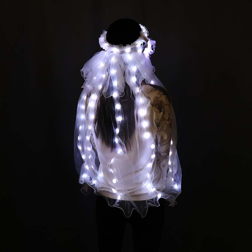 LED 光る花輪ベール音楽祭パーティーグローバル電子播種装置ステージパフォーマンスベールプリンセス髪飾り