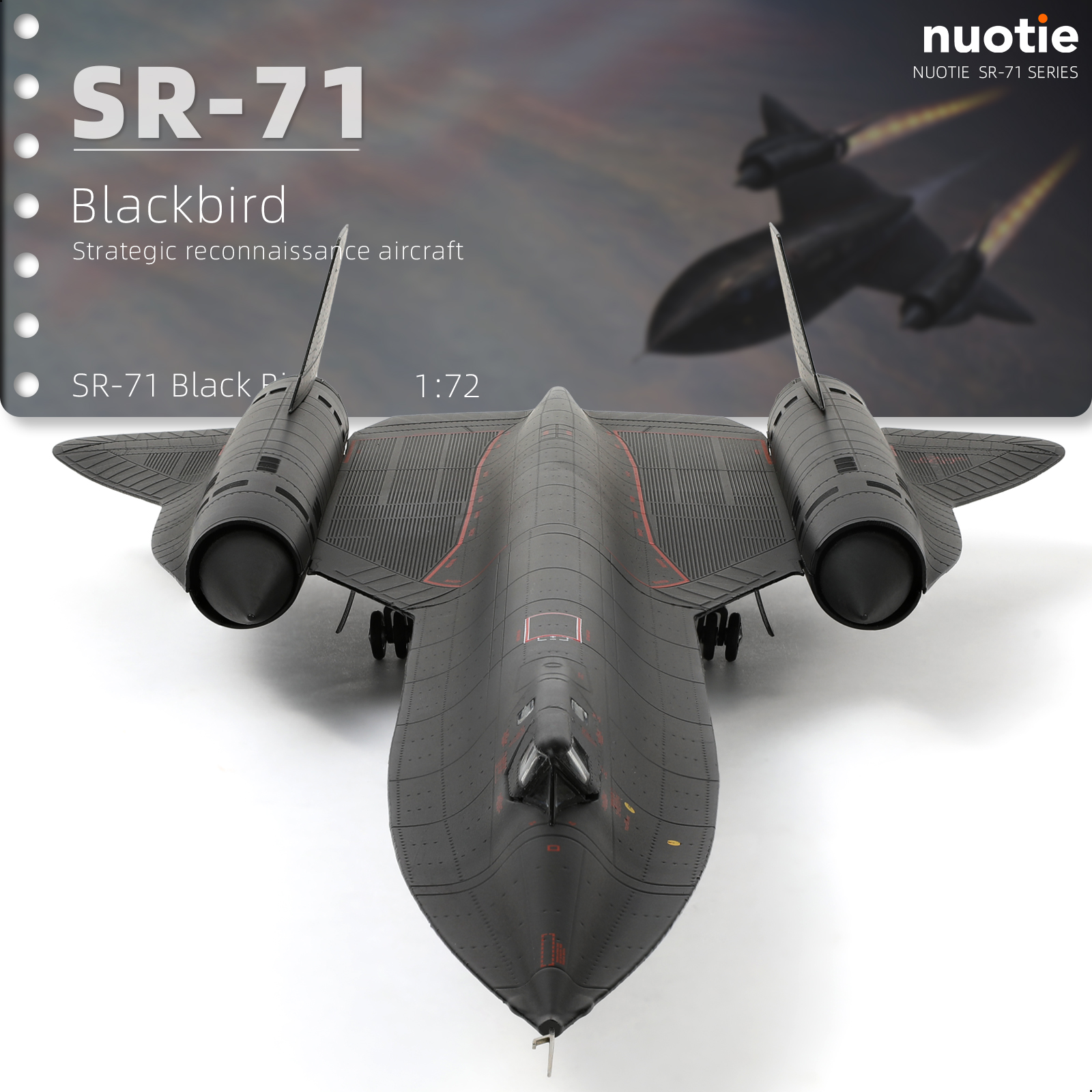 NUOTIE 1/72 SR-71A ブラックバード 17.9 インチ高高度偵察機 17974 軍用ダイキャストメタル飛行機モデルコレクション用