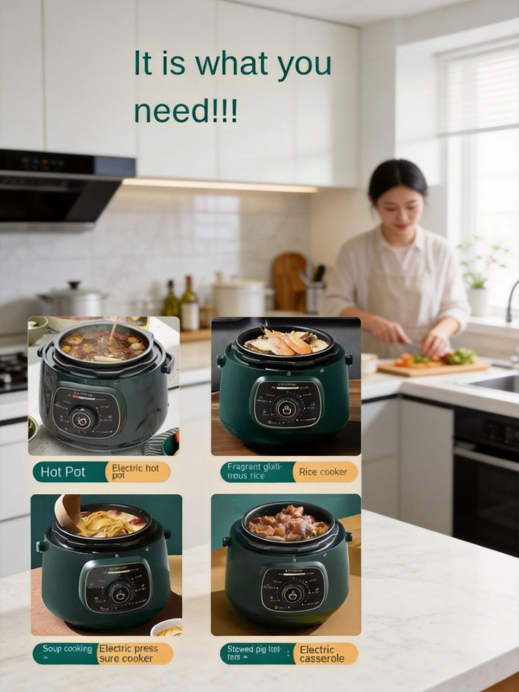 小型家庭用電気圧力鍋多機能全自動デザイン炊飯用デュアル目的