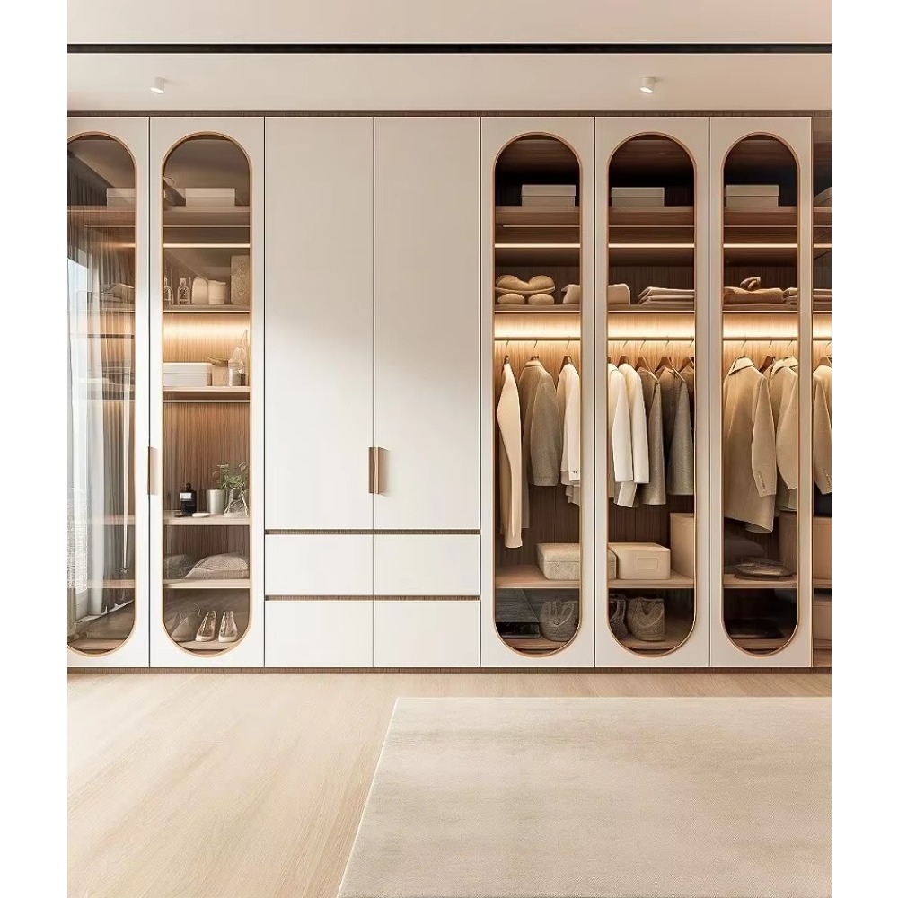Modern Luxury Walk-in Closet Eco-Friendly High-End Customizable Bedroom Wardrobe Adjustable Efficient Home Furniture Storage