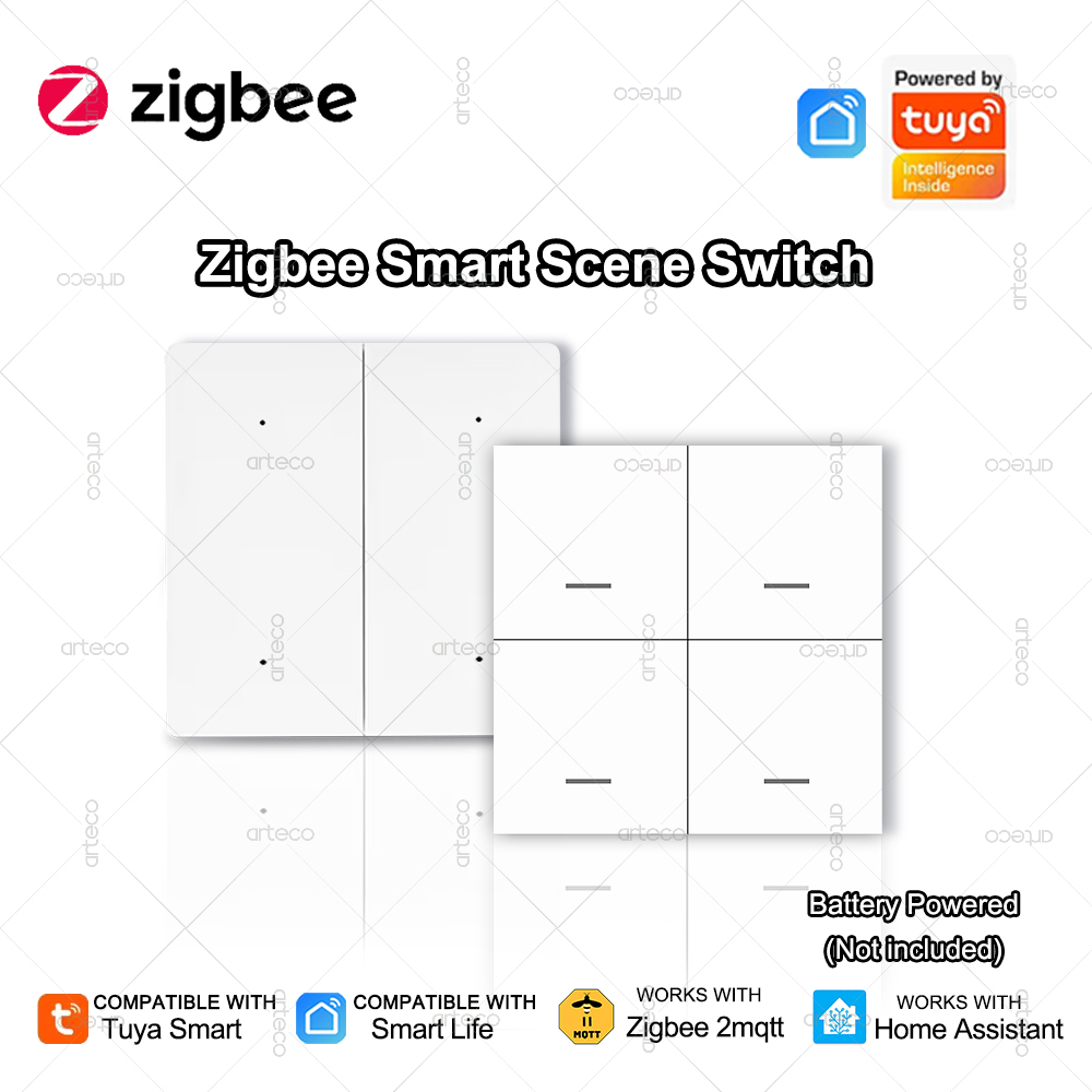 Tuya ZigBee ワイヤレス 4 ギャングシーンスイッチプッシュボタンコントローラバッテリー駆動スマートライフアプリホームオートメーション Zigbee デバイス