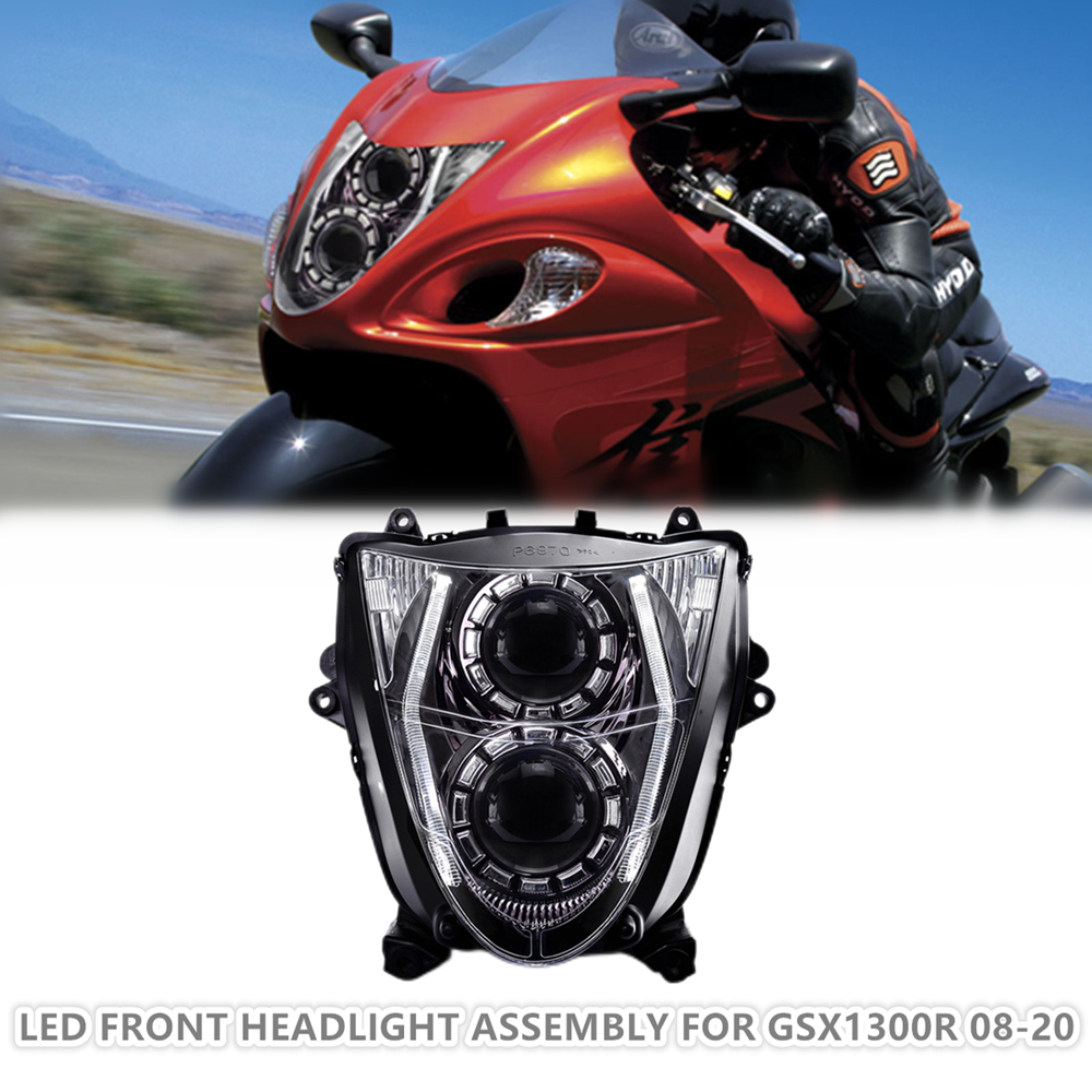 KT オートバイフル LED ヘッドライトアセンブリスズキハヤブサ GSX1300R 2008-2020 フロントヘッドランプ完成品