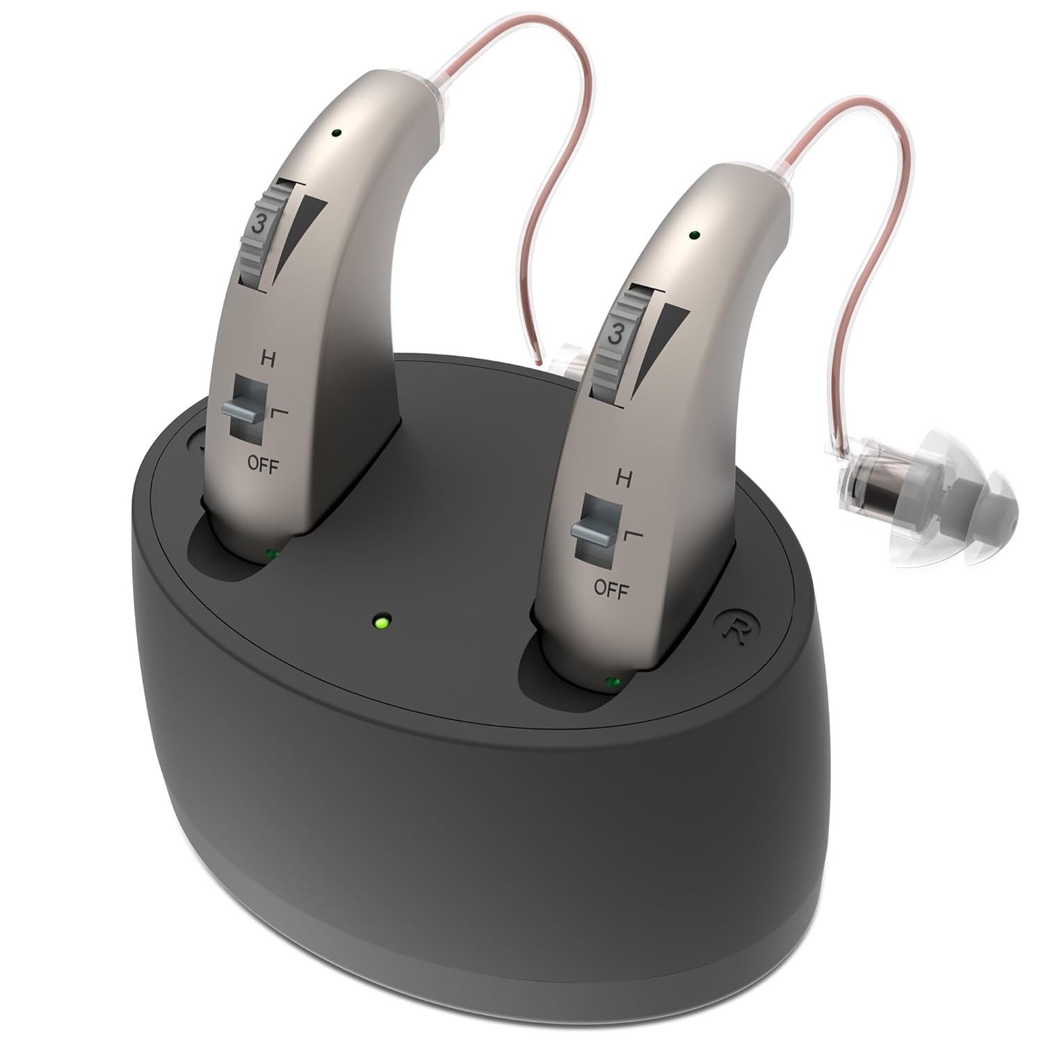 ノイズリダクションと磁気充電ケースを備えた高齢者向けのワイヤレス充電式補聴器、高度なデジタル補聴器